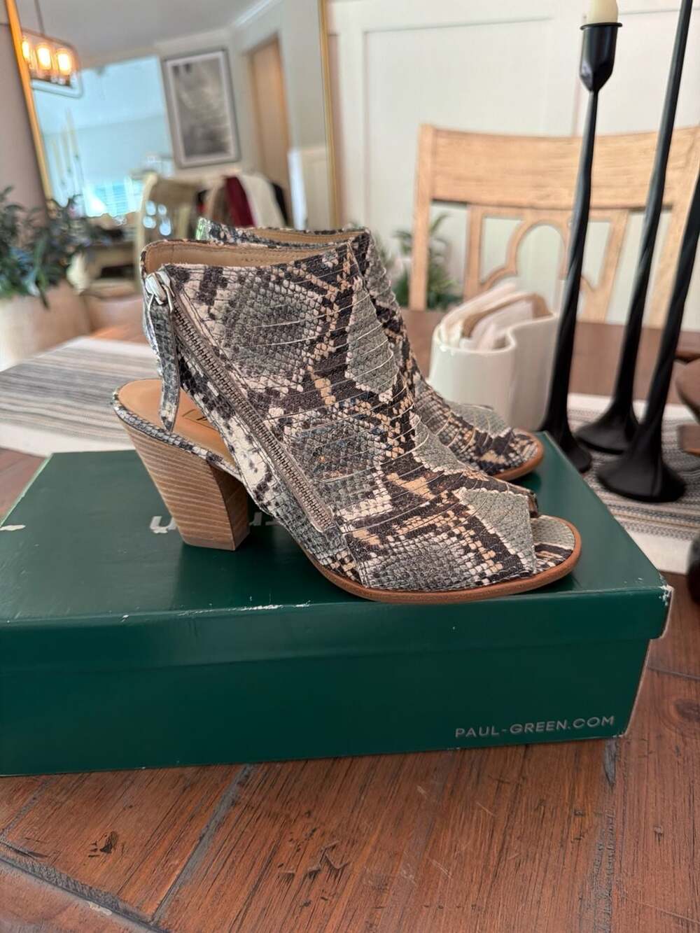 Paul Green Cayanne Snakeskin Peep Toe Booties Size 7